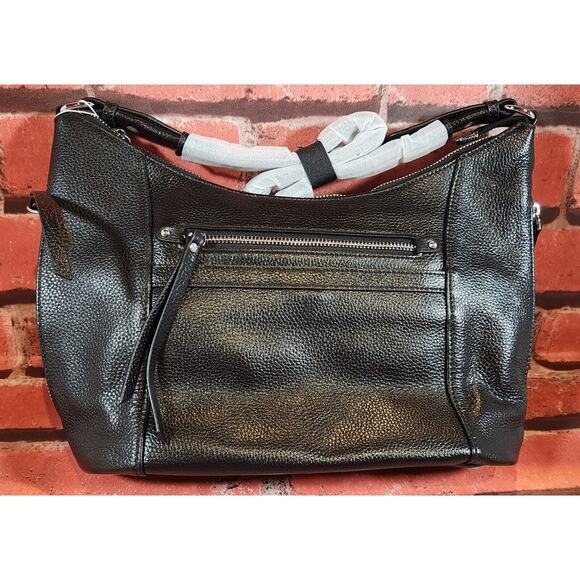 Over Earth Genuine leather Hobo Purse Shoulder Bag Crossbody Handbag BLACK NEW - Picture 2 of 10